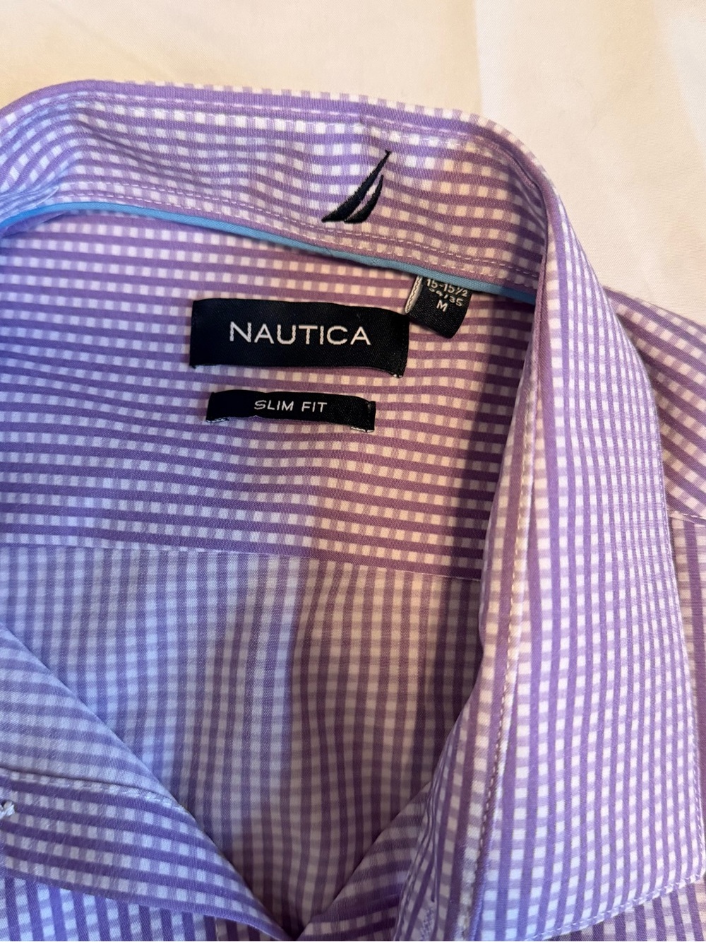 Nautica Men's Lilac Gingham Slim Fit Dress Shirt